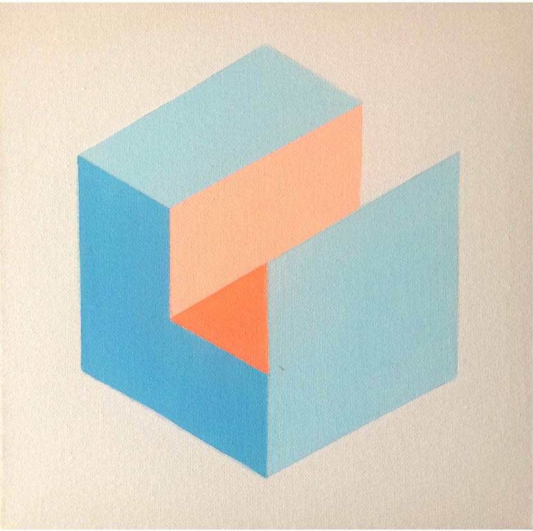 770x767 Saatchi Art Op Art Geometric Cube Painting Painting By Dominic Joyce - Cube Painting