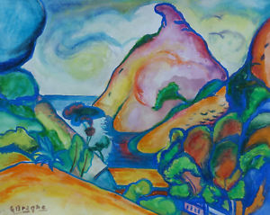 300x239 Nice Listed Cubist Painting, Landscape, Signed, Georges Braque - Cubist Painting