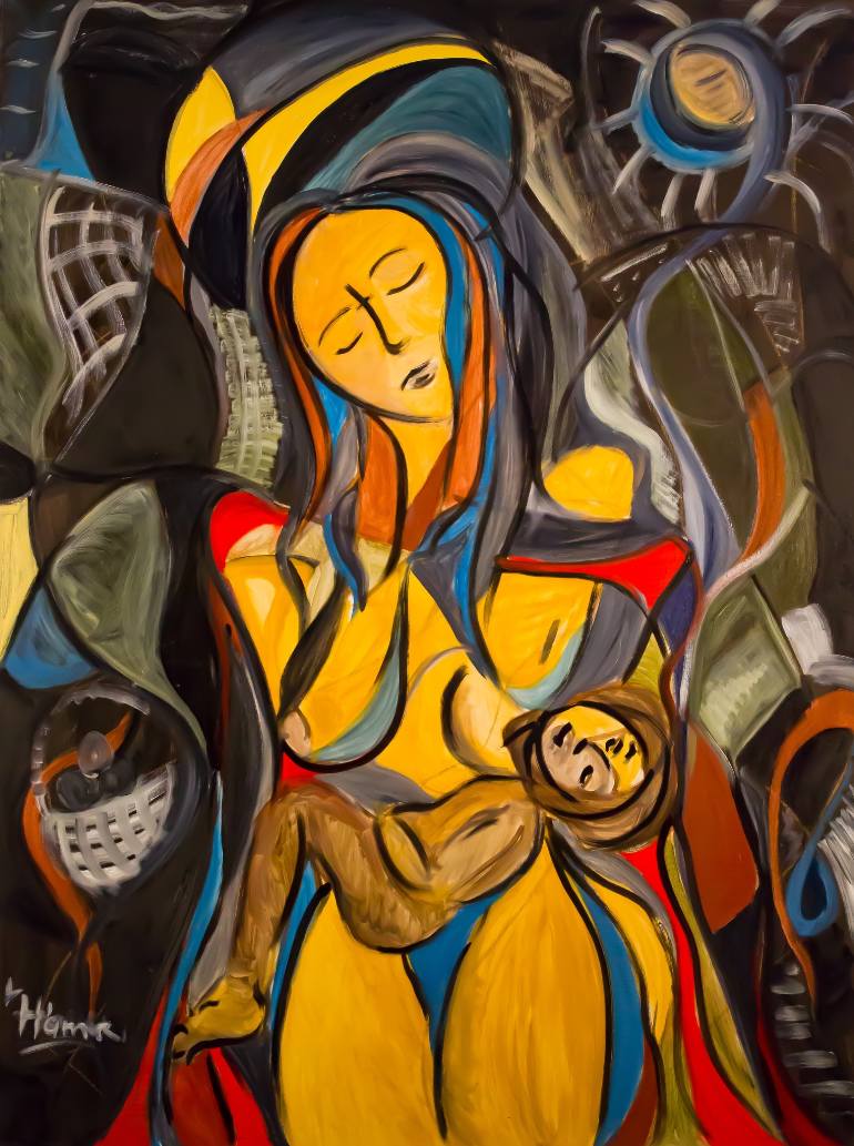 770x1033 Saatchi Art Madonna Of The Cubist Painting By L Hamori - Cubist Painting
