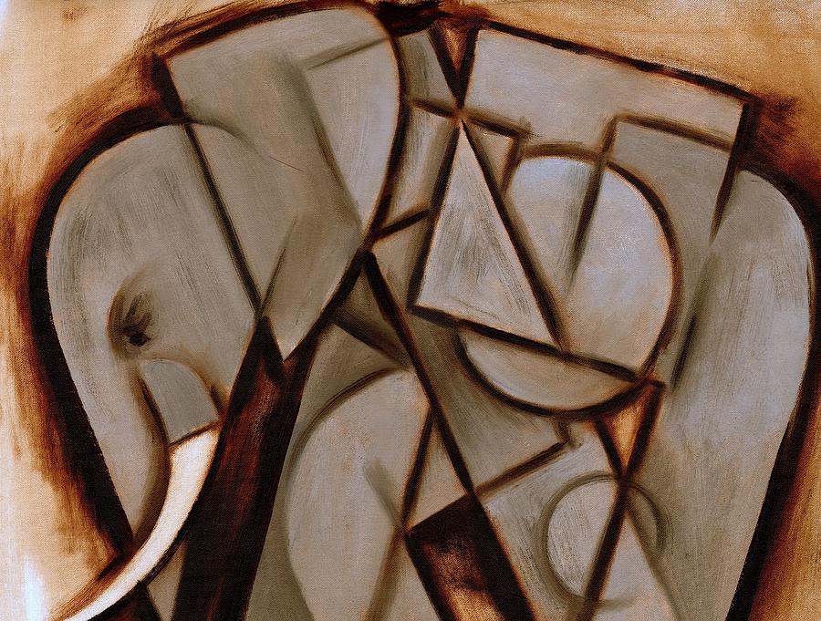 900x681 Tommervik Abstract Cubism Elephant Painting Tommervik Paintings - Cubist Painting