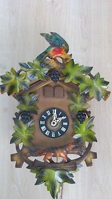 225x400 Vintage Cuckoo Clock Style Black Forest Carved Hand Painted Folk - Cuckoo Clock Painting