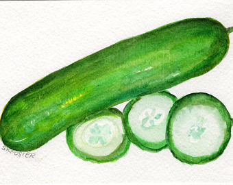 340x270 Cucumber Paintings Etsy - Cucumber Painting