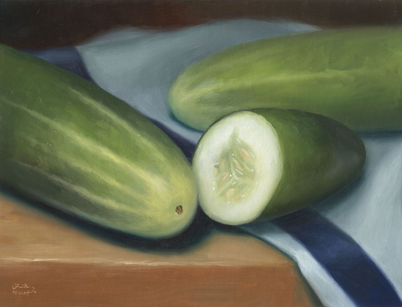 1308x1000 Cucumbers Faith Te Paintings Cucumber And Paintings - Cucumber Painting