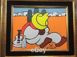 250x187 Too Much Tequila Signed Xavier Cugat Oil Based O Framed Painting - Cugat Painting