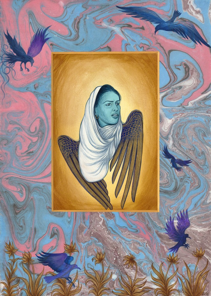 731x1024 In Vibrant Gouache And Gold Leaf Paintings, A Jewish Indian Artist - Cultural Painting