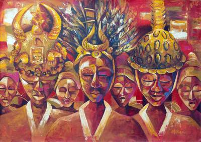400x283 Red Cultural Painting Of People From Ghana - Cultural Painting