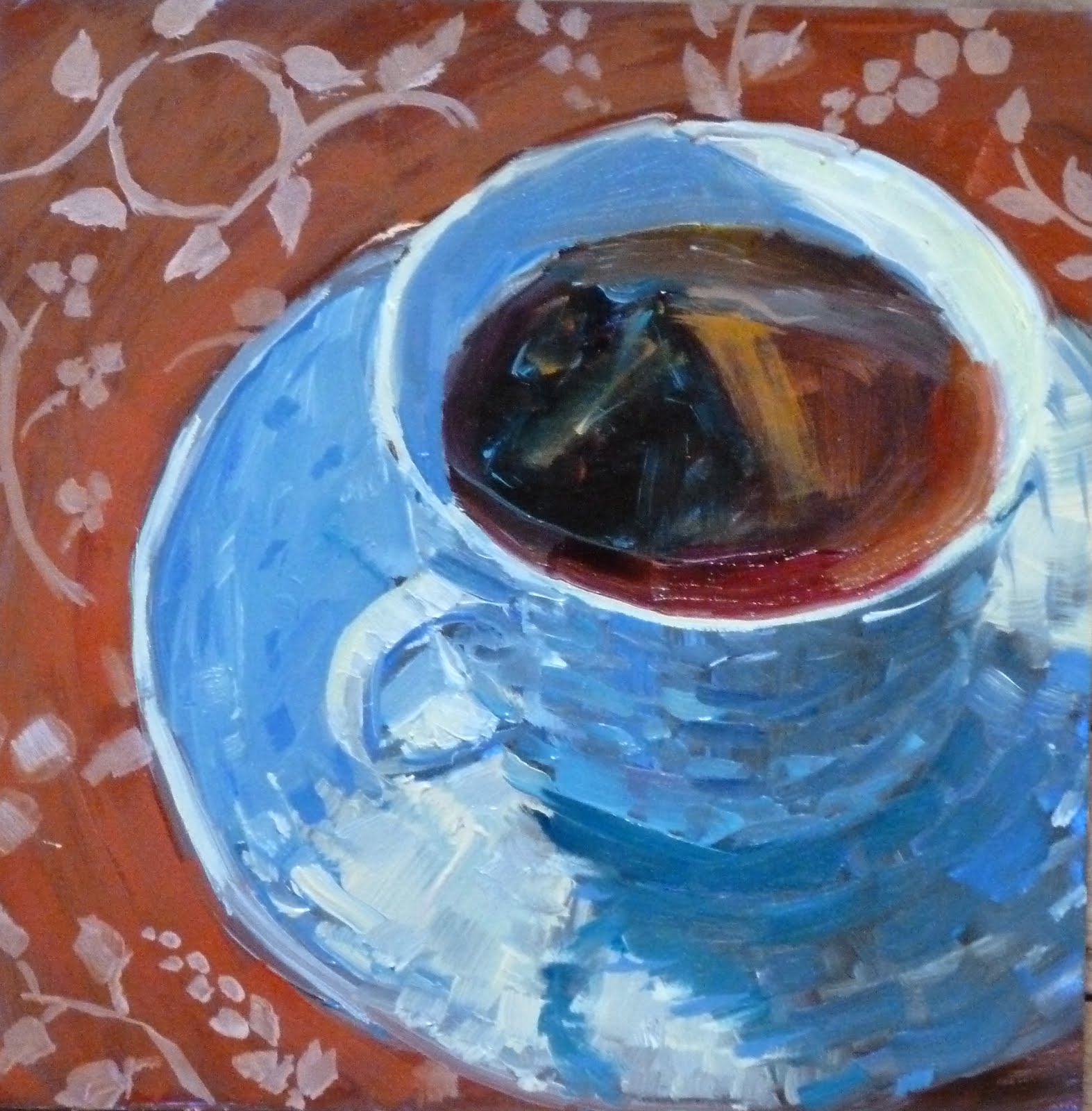 1573x1600 Kelley Macdonald's Paintings Cup Of Irish Breakfast Tea, 6x6 - Cup Of Tea Painting