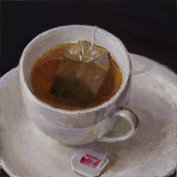 600x600 Wang Fine Art A Cup Of Tea, Original Still Life Oil, Paint Tea - Cup Of Tea Painting