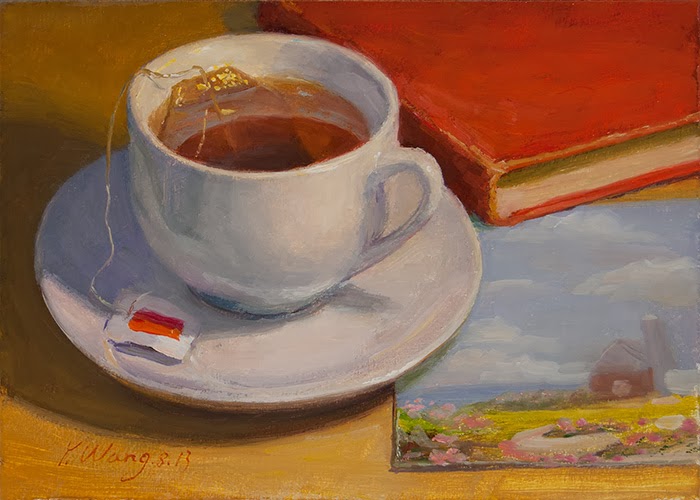 700x500 Wang Fine Art A Cup Of Tea, A Painting A Day, Daily Painting - Cup Of Tea Painting