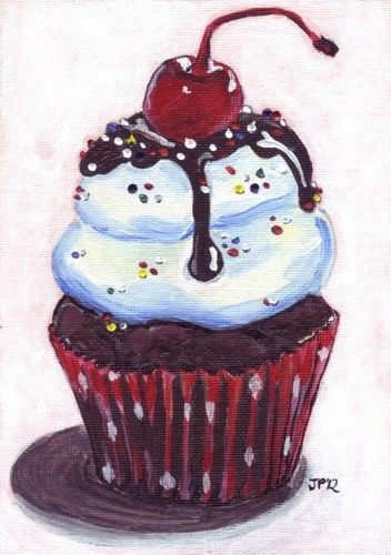 352x500 Cupcake Painting Print - Cupcake Painting
