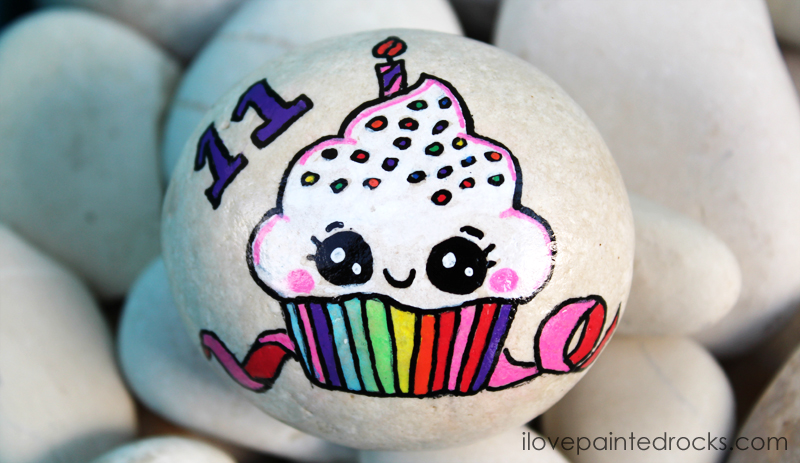 800x463 How To Paint An Adorable Birthday Cupcake Rock - Cupcake Painting