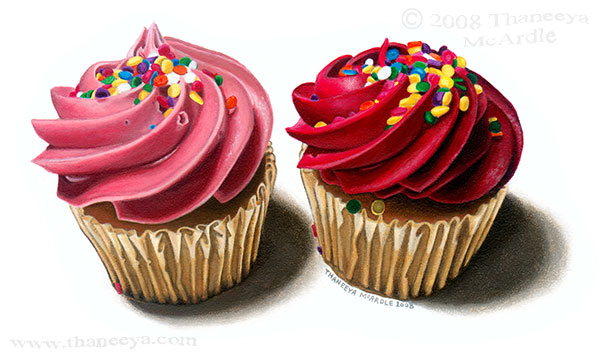 600x358 Photorealist Art By Thaneeya Mcardle Still Life Photorealism - Cupcake Painting