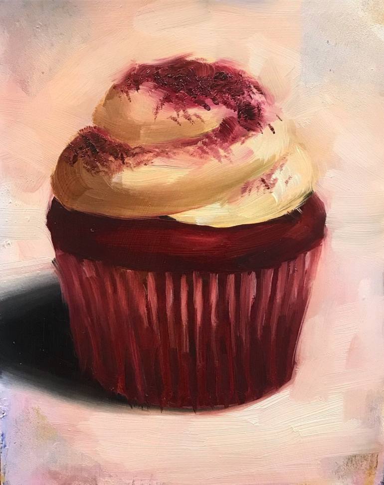 770x972 Saatchi Art Red Velvet Cupcake Painting By Heather Olsen - Cupcake Painting