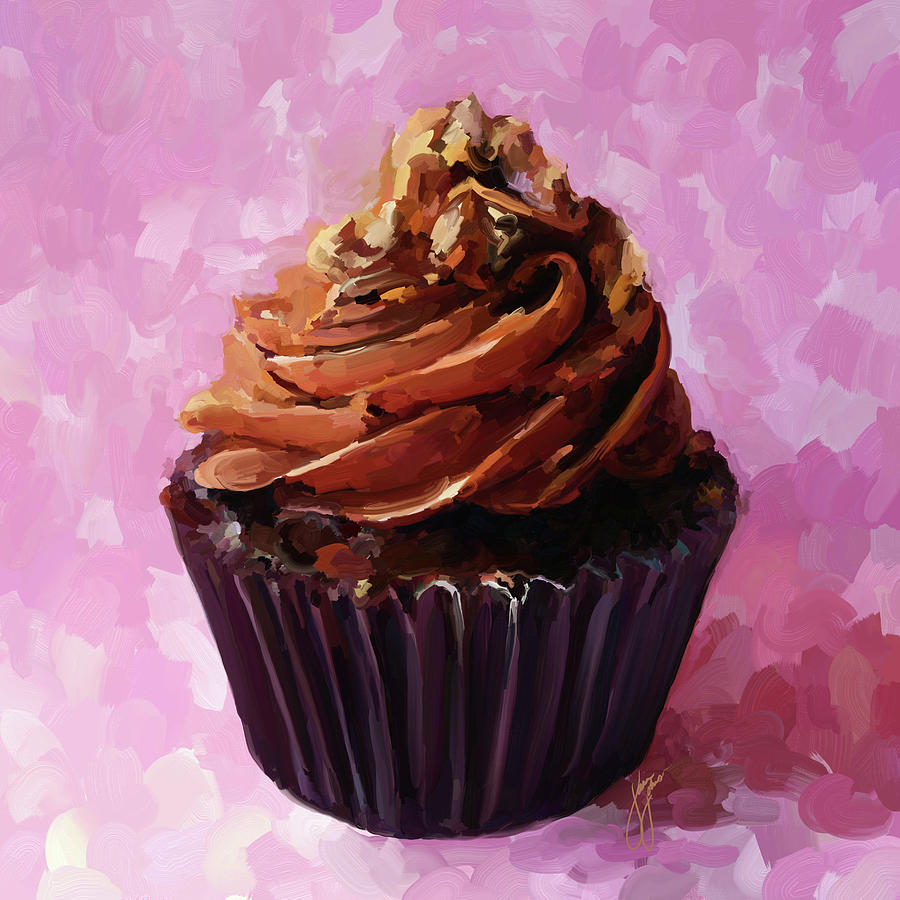 900x900 Chocolate Cupcake Painting By Jai Johnson - Cupcake Painting