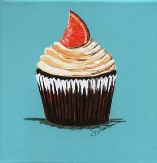 309x320 Chocolate Orange Cupcake Painting Print - Cupcake Painting