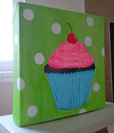 236x274 Cute Pink And White Cupcake Canvas L O V E Amp G R E Y - Cupcake Painting For Kids