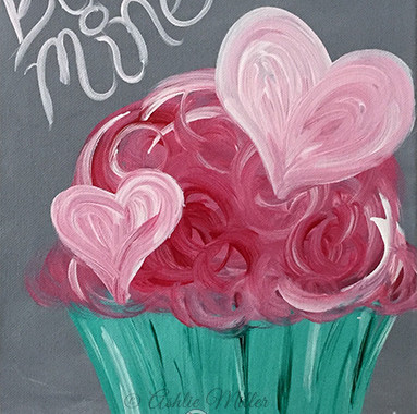 383x380 January 30 Be Mine Cupcake - Cupcake Painting For Kids