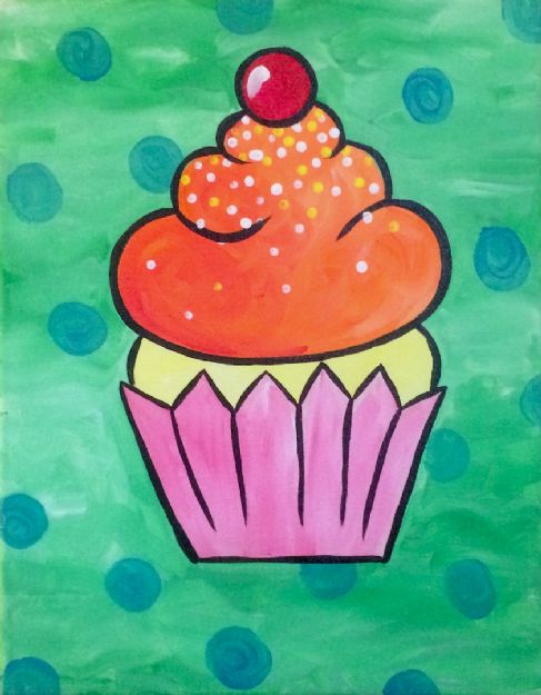 487x625 Kids Cupcake Day! Social Drinking Amp Painting In Oklahoma City - Cupcake Painting For Kids