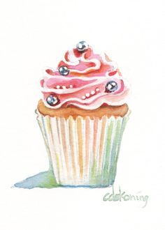 236x330 Cupcake Art Watercolor Painting - Cupcake Painting For Kids