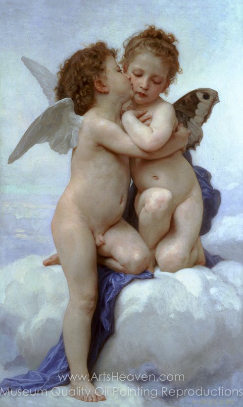 491x820 Reproduction Painting William A. Bouguereau Cupid And Psyche As - Cupid And Psyche Painting