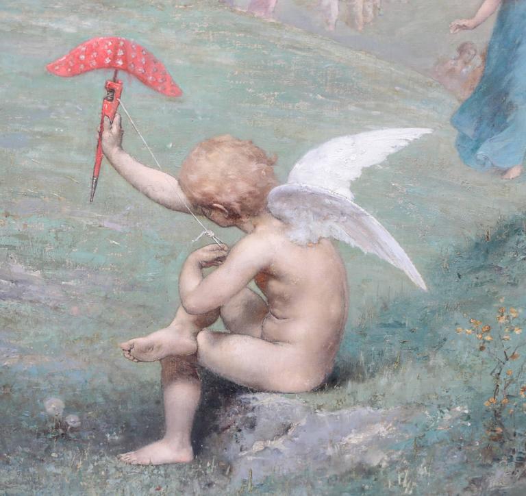 768x724 19th Century Oil Painting Cupid And His Admireres By Jean Ernest - Cupid Painting