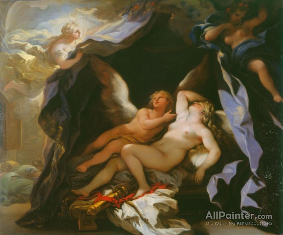 900x750 Luca Giordano Cupid Visiting The Sleeping Psyche Oil Painting - Cupid Psyche Painting