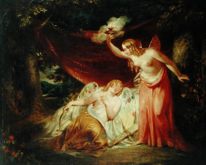 719x576 Psyche Enamoured Of Cupid Painting John Wood Oil Paintings - Cupid Psyche Painting