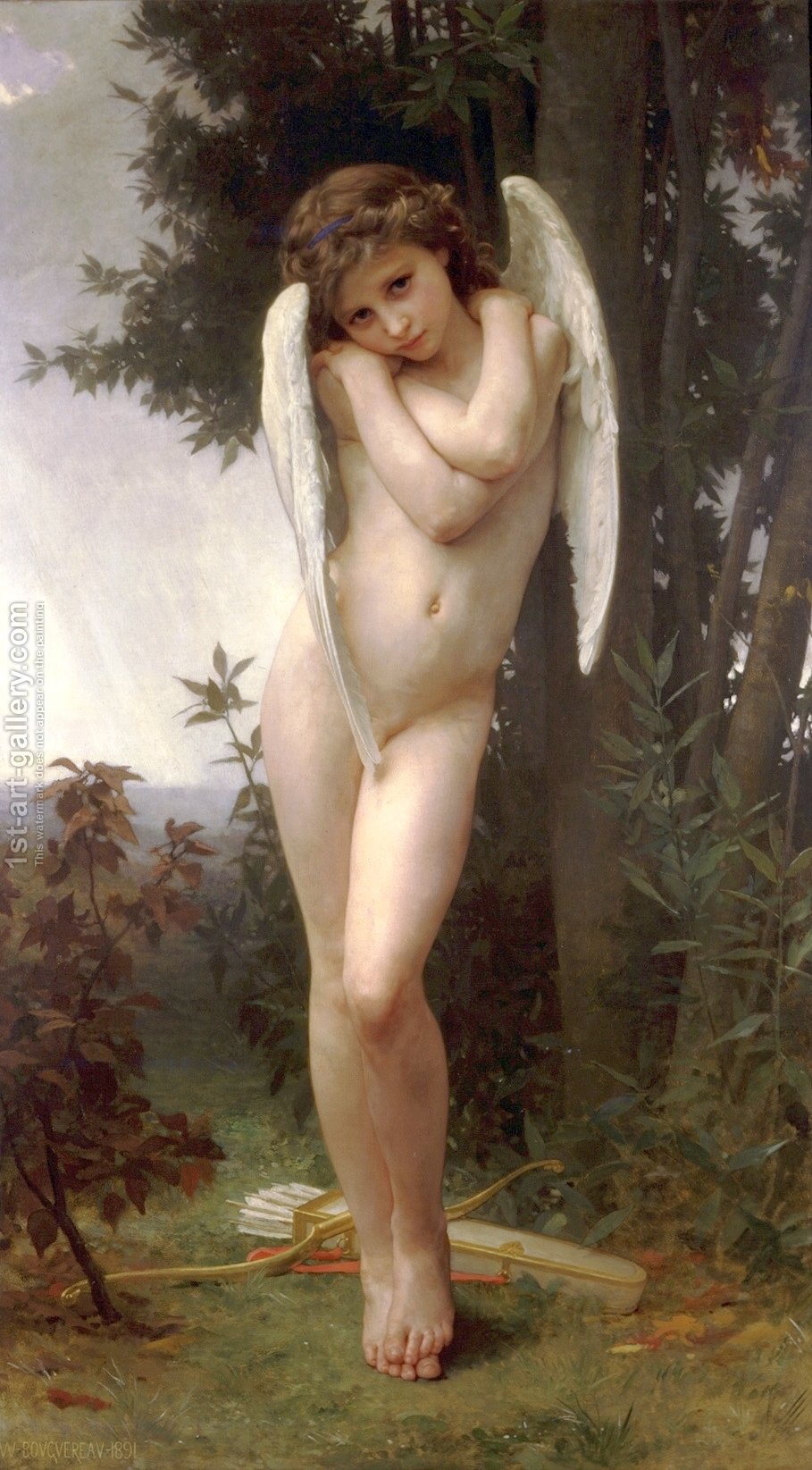 909x1645 Cupidon 1891 William Adolphe Bouguereau Reproduction 1st Art Gallery - Cupidon Painting