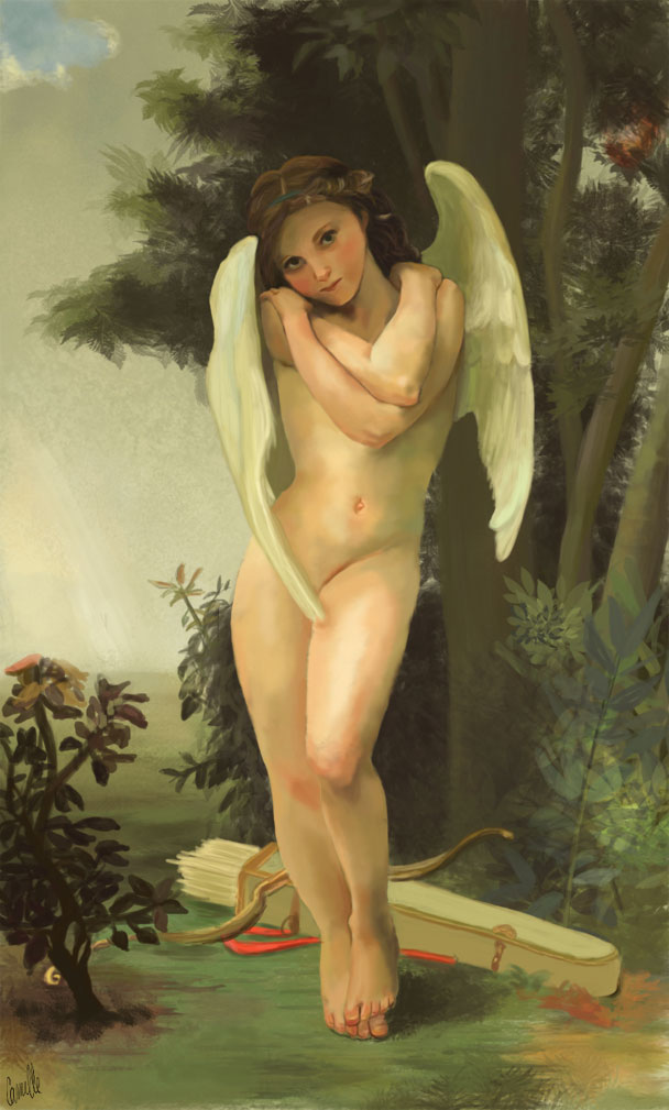 608x1009 Bouguereau Study Cupidon By La Structure Du Ciel - Cupidon Painting