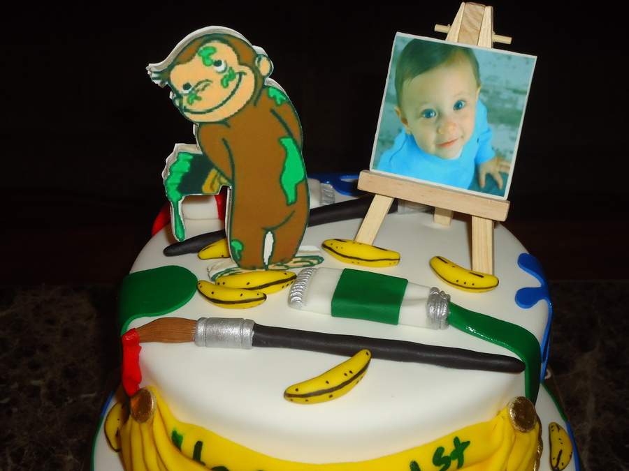 900x675 Curious George Paint Cake - Curious George Painting