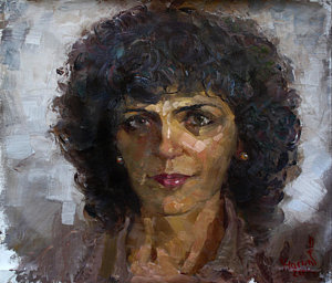 300x256 Viola 2014 Painting By Ylli Haruni - Curly Hair Painting