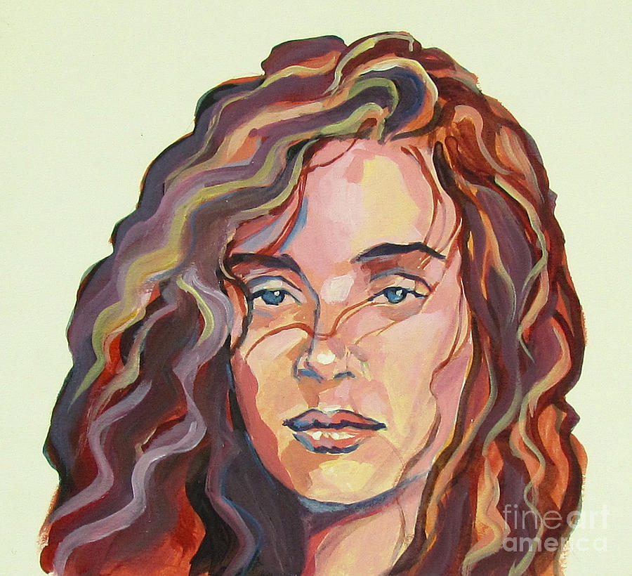 900x820 Wavy Hair Girl Painting By Eric Hansen - Curly Hair Painting
