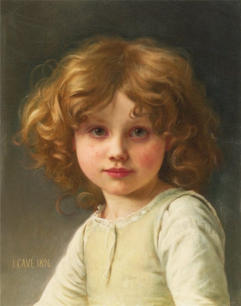 800x1014 Young Girl With Curly Hair Painting Jules Cyrille Cave Oil Paintings - Curly Hair Painting