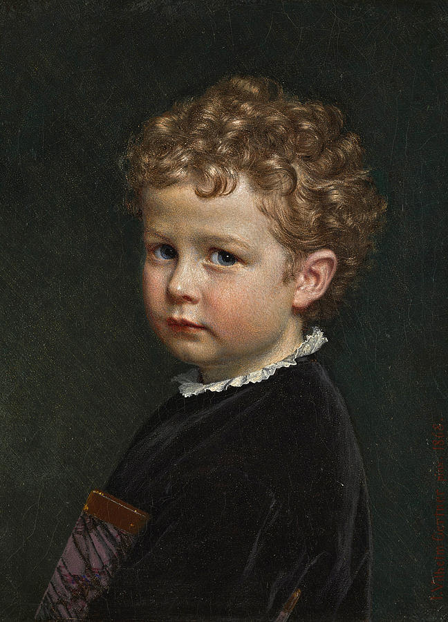 648x900 Boy With Curly Hair Painting By Johan Vilhelm Gertner - Curly Hair Painting