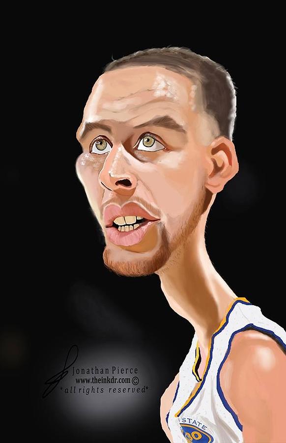 582x900 Steph Curry Caricature Painting By Jonathan Pierce - Curry Painting