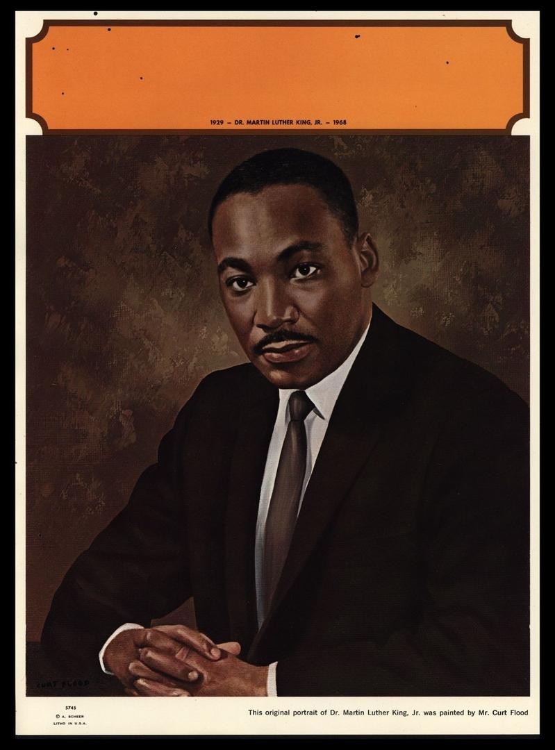 799x1080 Vintage 1972 Dr. Martin Luther King Calendar Art Print By Curt - Curt Flood Painting