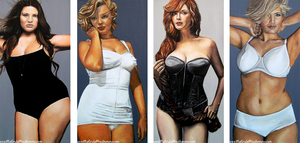 1000x476 Curvy Beauties By Malindaart - Curvy Woman Painting