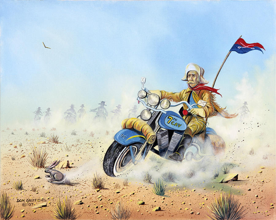 900x716 Custer On A Hog Painting By Don Griffiths - Custer Painting