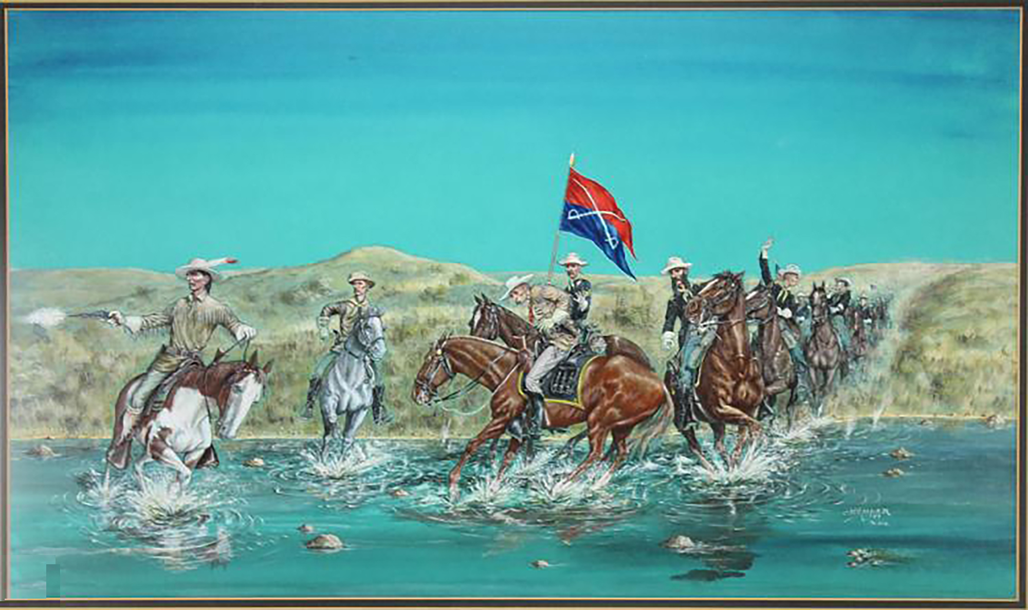 2000x1187 Painting Of Custer's Last Stand By Charles Kemper Worthington - Custer Painting