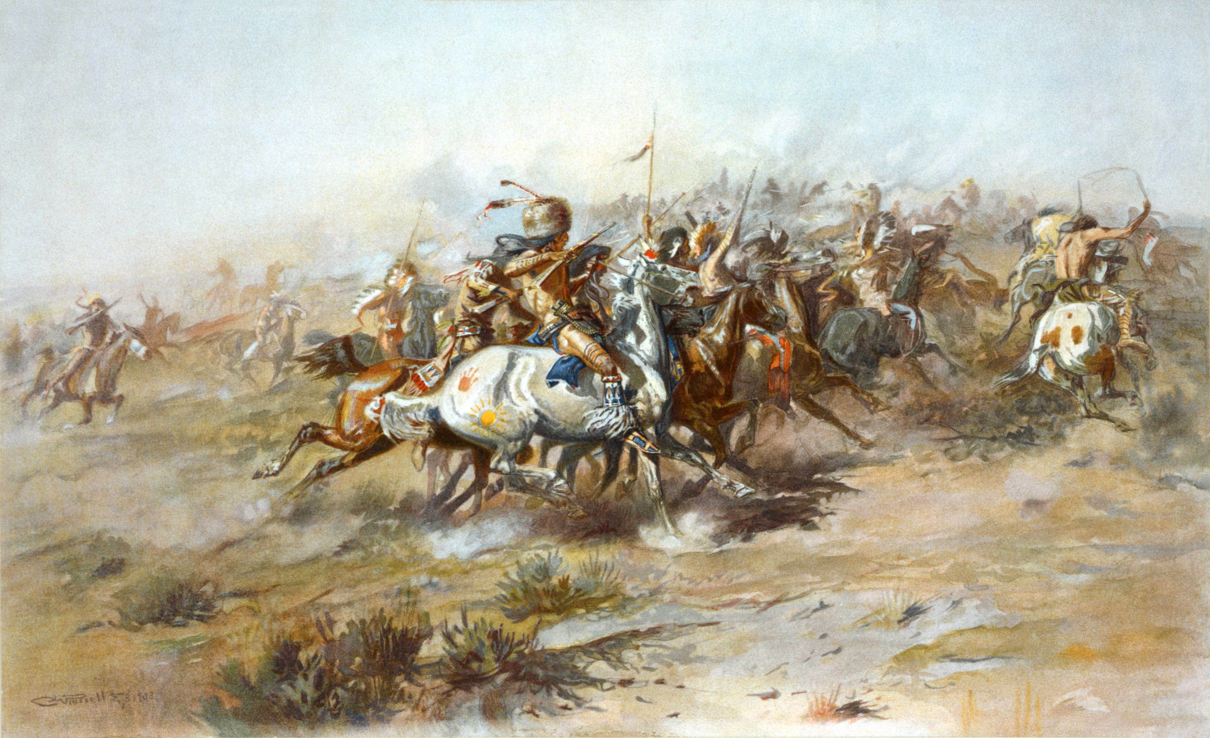 3891x2374 Filecharles Marion Russell - Custers Last Stand Painting