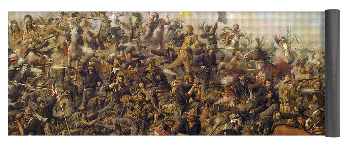 1171x500 Custer's Last Stand From The Battle Of Little Bighorn Yoga Mat - Custers Last Stand Painting
