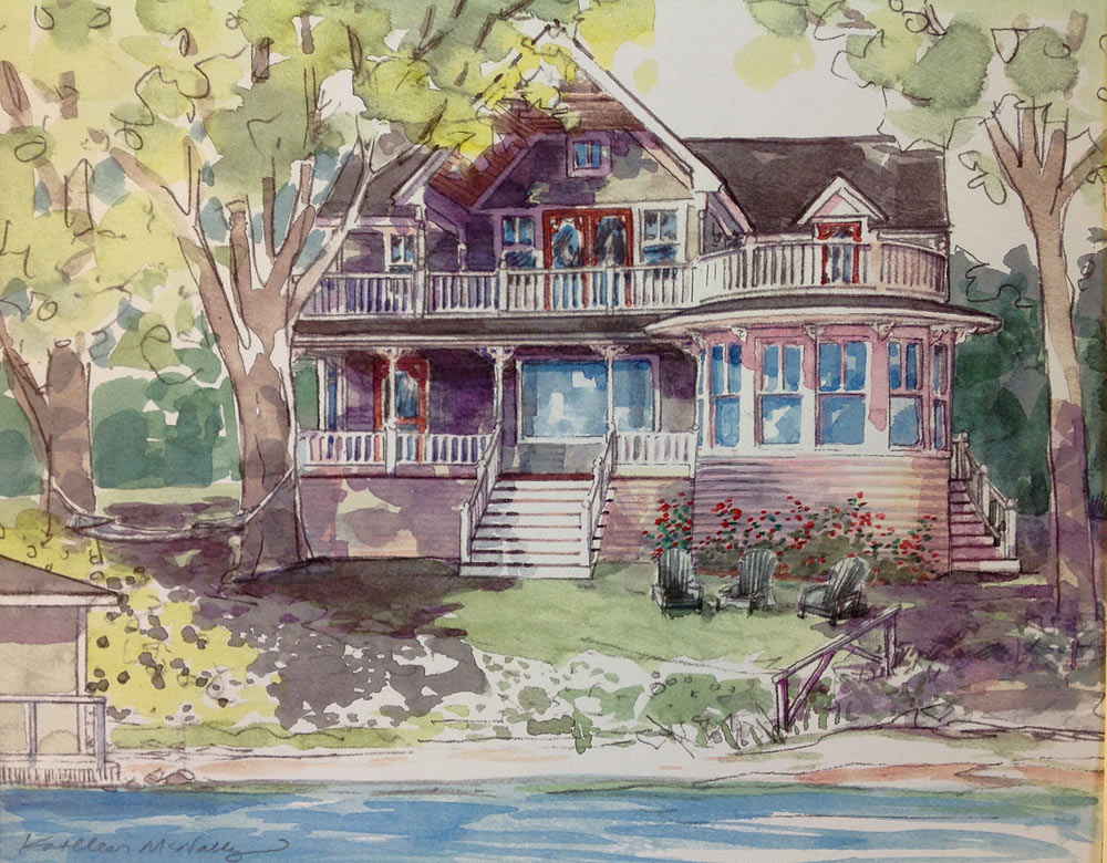 1000x780 One Step Watercolor House Paintings Kathleen Mcnally - Custom House Painting