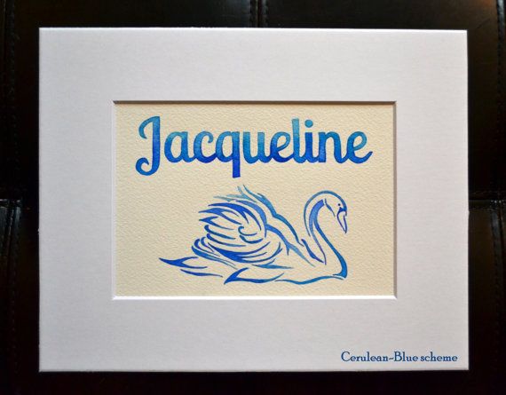 570x445 Graceful Swan Personalized Wall Art Watercolor Custom Name - Custom Name Painting