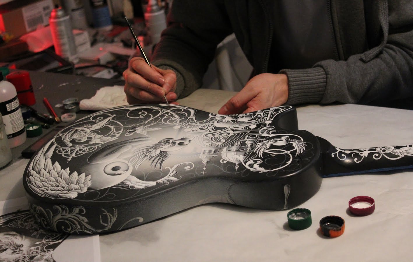 1417x899 Joe Fenton Custom Painted Prs Guitar For Rock Guitarist Mark - Custom Painting From Photo