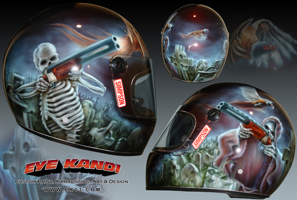 600x404 Pheasant Hunting Helmet Custom Painting Airbrushing Eye Kandi - Custom Painting From Photo