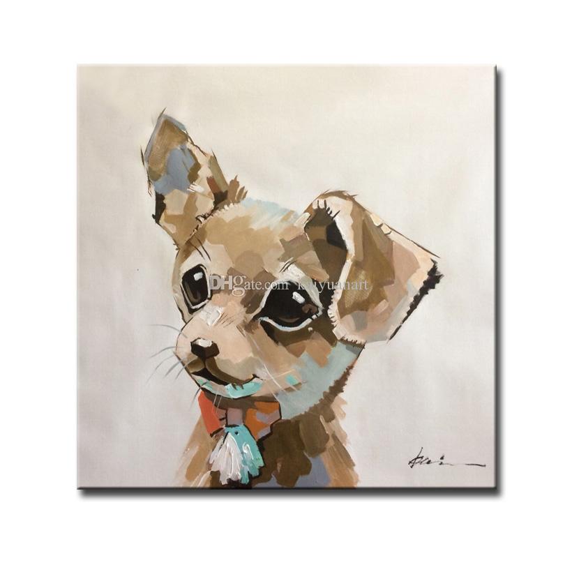 820x820 Framed 100% Hand Painted Cute Dog Animal Oil Paintings On Canvas - Cute Animal Painting