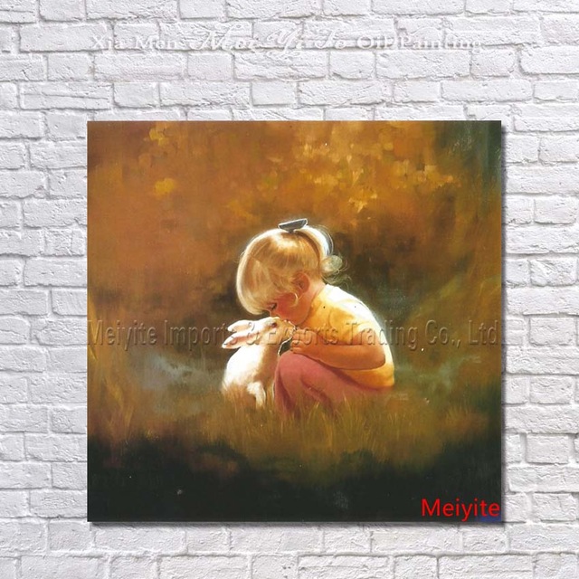 640x640 Cute Baby Girl Wall Picture High Quality Hand Painted Oil Painting - Cute Baby Painting