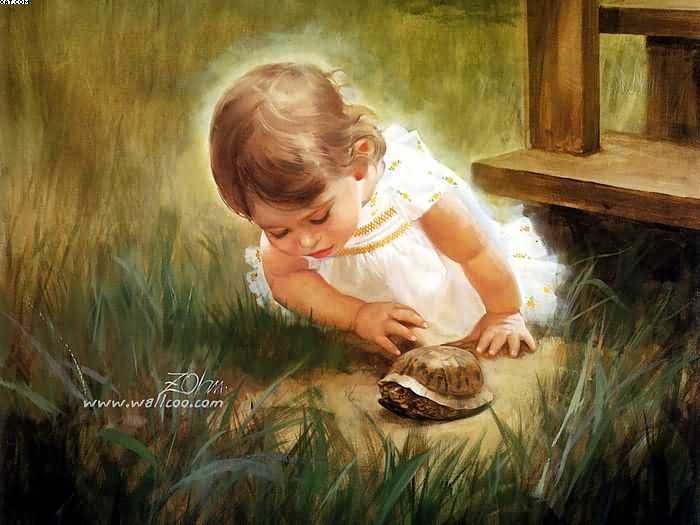 700x525 Cute Child Contemporary Art Painting - Cute Baby Painting