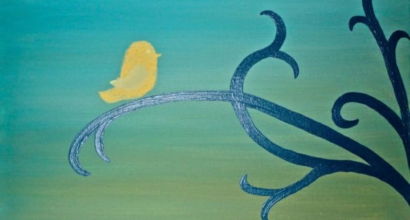 840x450 Cute Bird Canvas Paint Idea Wall Decor Painting Art - Cute Bird Painting