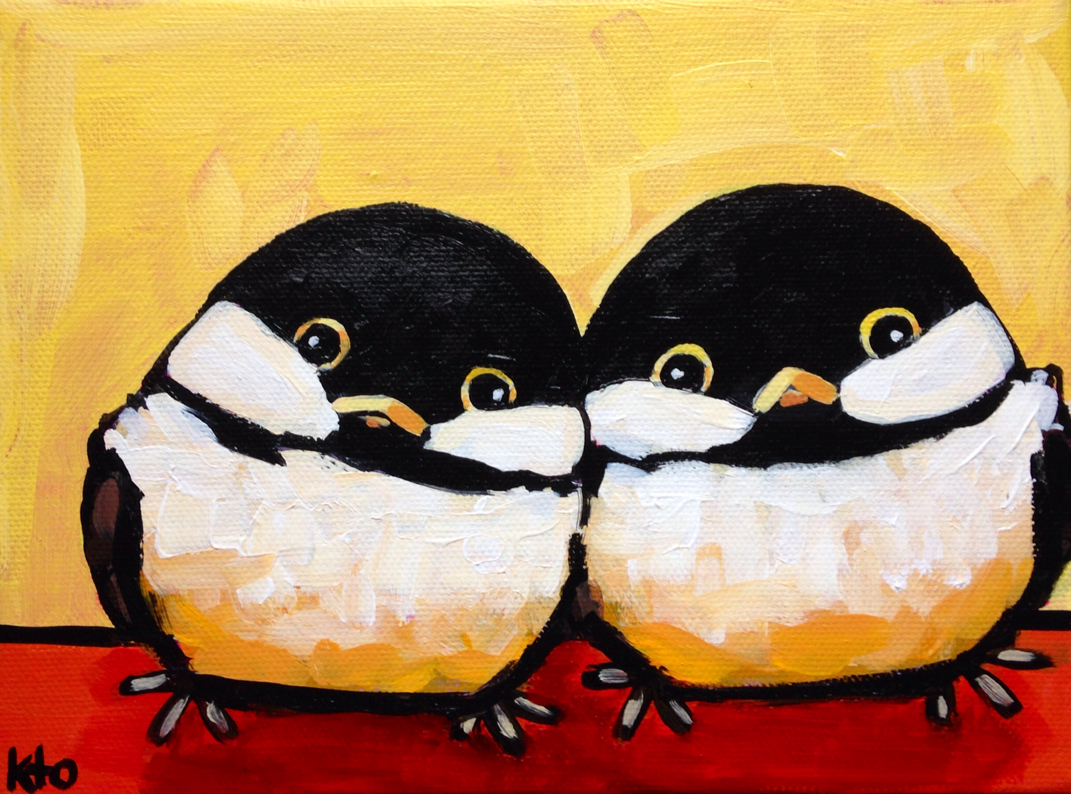 1071x794 Cute Bird Painting Two Kto Art - Cute Bird Painting